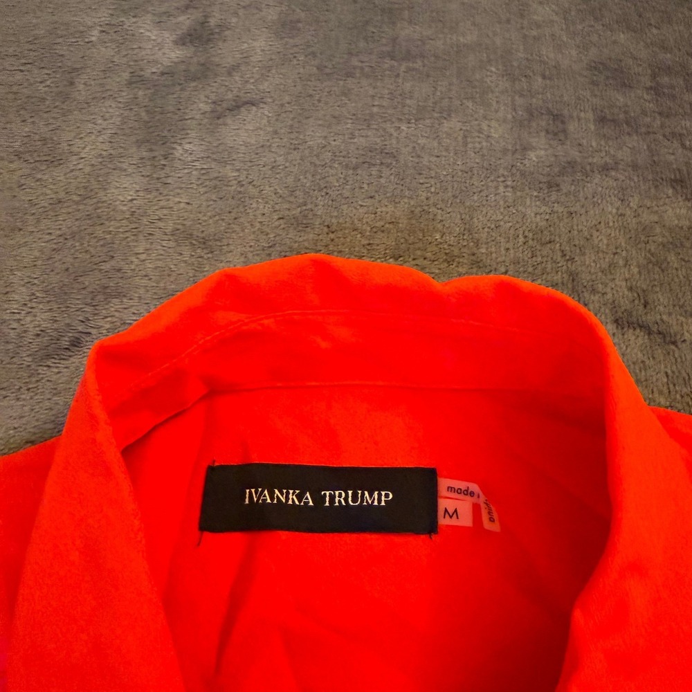 Ivanka Trump IV1TD529 Blouse Womens Medium Red Gold Snap Utility Pocket NWT